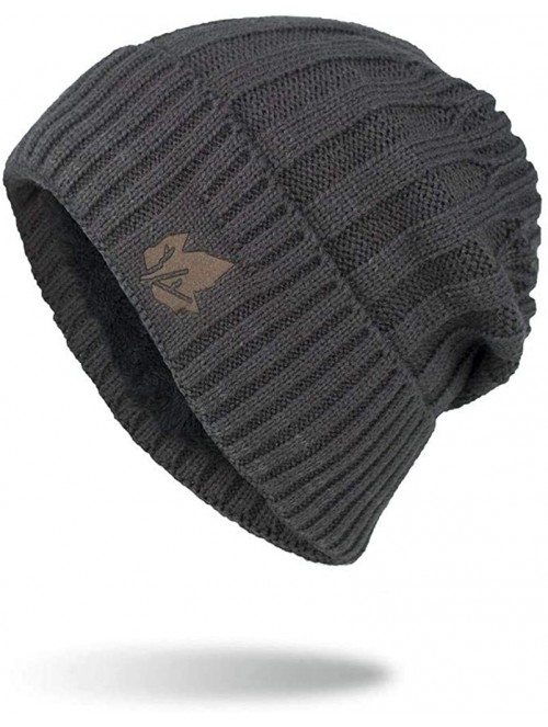 Skullies & Beanies Beanie Hat for Men Women Winter Warm Knit Slouchy Thick Skull Cap Casual Down Headgear Earmuffs Hat - CL18...