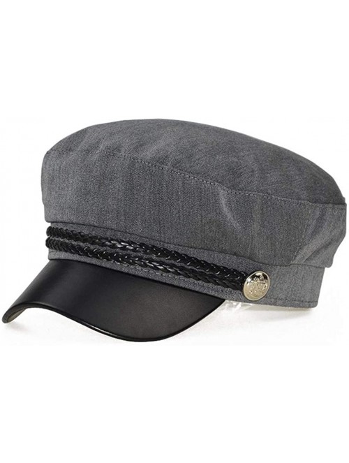 Berets Retro England Style Ladies Womens Girls Beret Baker Boy Peaked Cap Military Hat - Grey - CB18LL5YZKU $15.64