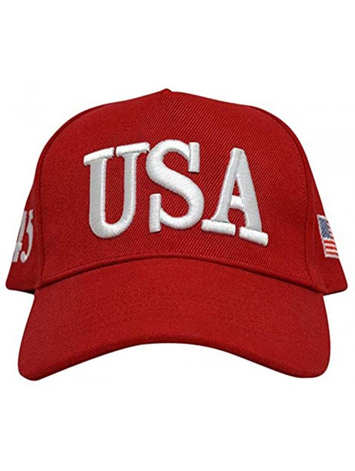 Baseball Caps USA 45 Trump Make America Great Again Embroidered Hat with Flag - Red - CV18QY0006S $15.02