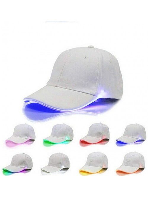 Baseball Caps LED Lighted up Hat Glow Club Party Baseball Hip-Hop Adjustable Sports Cap for Festival Club Stage - White - C11...