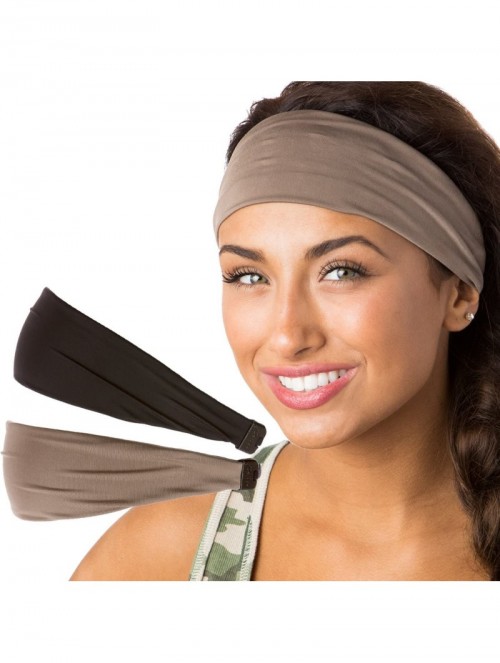 Headbands Xflex Basic Adjustable & Stretchy Wide Softball Headbands for Women Girls & Teens - Basic Black & Taupe Xflex 2pk -...