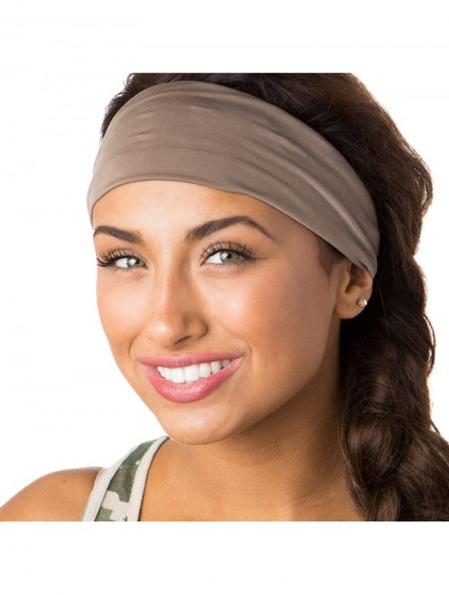 Headbands Xflex Basic Adjustable & Stretchy Wide Softball Headbands for Women Girls & Teens - Basic Black & Taupe Xflex 2pk -...