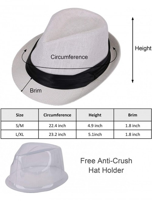 Fedoras Beach Straw Fedora Hat w/Solid Hat Band for Men & Women - White - CT17XHSTR73 $16.08