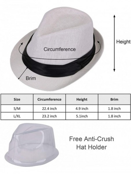 Fedoras Beach Straw Fedora Hat w/Solid Hat Band for Men & Women - White - CT17XHSTR73 $16.08