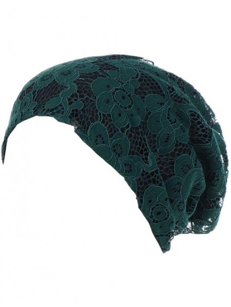 Skullies & Beanies Clearance Women Lace Floral Winter Warm Beanie Caps Hat - Green - C818HWHLUAU $11.96