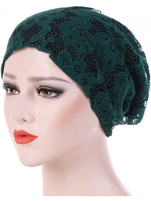 Skullies & Beanies Clearance Women Lace Floral Winter Warm Beanie Caps Hat - Green - C818HWHLUAU $11.96