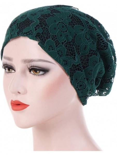 Skullies & Beanies Clearance Women Lace Floral Winter Warm Beanie Caps Hat - Green - C818HWHLUAU $11.96