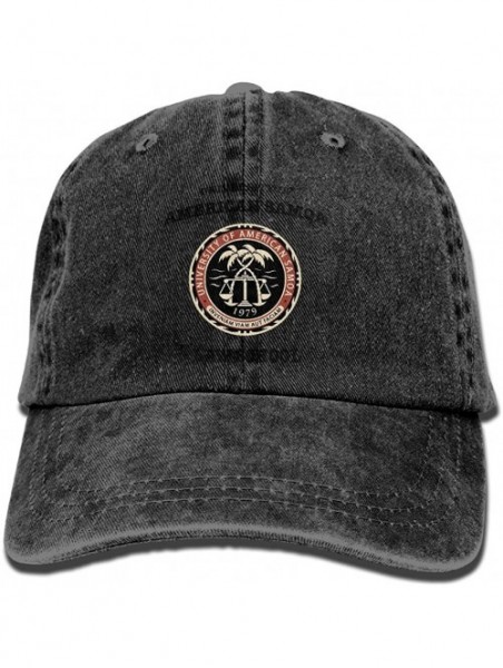 Baseball Caps Unisex University of American Samoa Law School Dyed Washed Denim Cotton Baseball Cap Hat Natural - Black - C018...