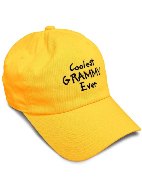 Baseball Caps Custom Soft Baseball Cap Coolest Grammy Ever Black Embroidery Twill Cotton - Golden Yellow - CZ18ZO3YG7T $17.11