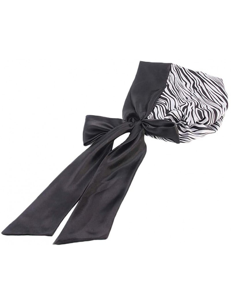 Skullies & Beanies Vintage Women Satin Scarf Chemo Cap Bowknot Turban Wrap Hair Loss Cap - Zebra-stripe - C118HZEK5TX $11.92