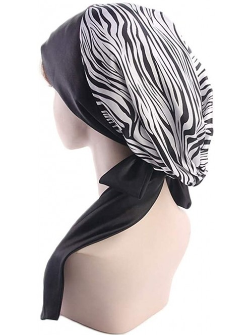 Skullies & Beanies Vintage Women Satin Scarf Chemo Cap Bowknot Turban Wrap Hair Loss Cap - Zebra-stripe - C118HZEK5TX $11.92