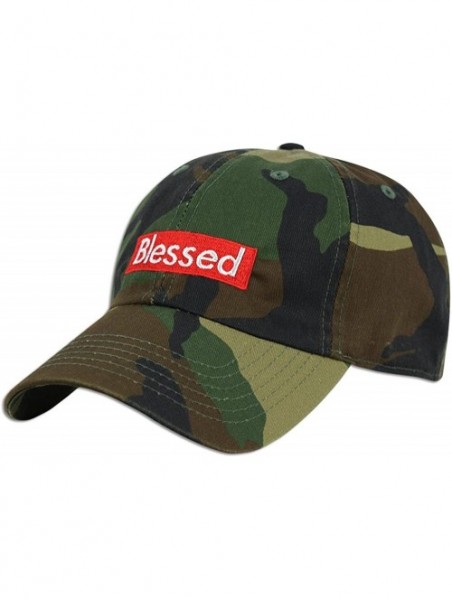 Baseball Caps Blessed Embroidered Dad Cap Hat Adjustable Polo Style Unconstructed - Woodland Camo - CZ18974IUZ6 $16.72