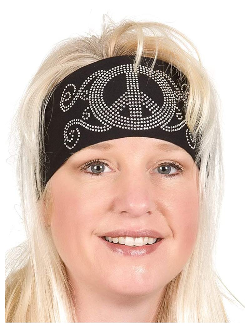 Headbands Biker Chick Head Wrap - Peace Sign - White - C112K5LXG6Z $17.88