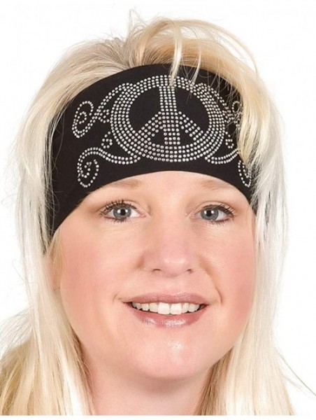 Headbands Biker Chick Head Wrap - Peace Sign - White - C112K5LXG6Z $17.88