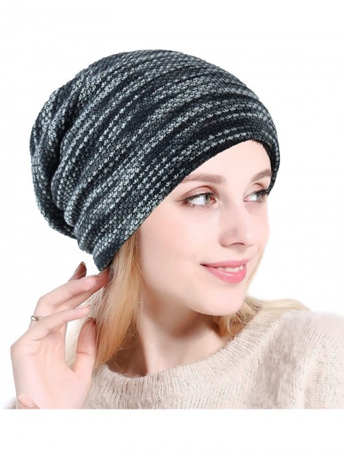 Skullies & Beanies Beanie Hat for Women Slouchy Winter Warm Hats Knit Thick Skull Cap - Et-m045-gy - CI18YZ5L8OT $16.28