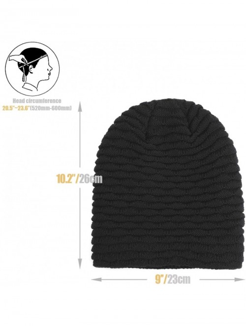 Skullies & Beanies Winter Warm Knit Beanie Hats Slouchy Thick Fleece Cozy Skull Cap Unisex - Black - CX18KE9ZOE7 $9.96