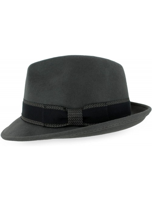 Fedoras Belfry Striped Trilby Men Women Crushable Wool Felt Fedora Hat - Grey - C71808ZEDDY $31.82