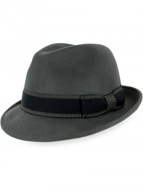 Fedoras Belfry Striped Trilby Men Women Crushable Wool Felt Fedora Hat - Grey - C71808ZEDDY $31.82