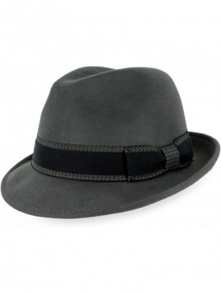 Fedoras Belfry Striped Trilby Men Women Crushable Wool Felt Fedora Hat - Grey - C71808ZEDDY $31.82