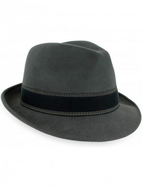 Fedoras Belfry Striped Trilby Men Women Crushable Wool Felt Fedora Hat - Grey - C71808ZEDDY $31.82