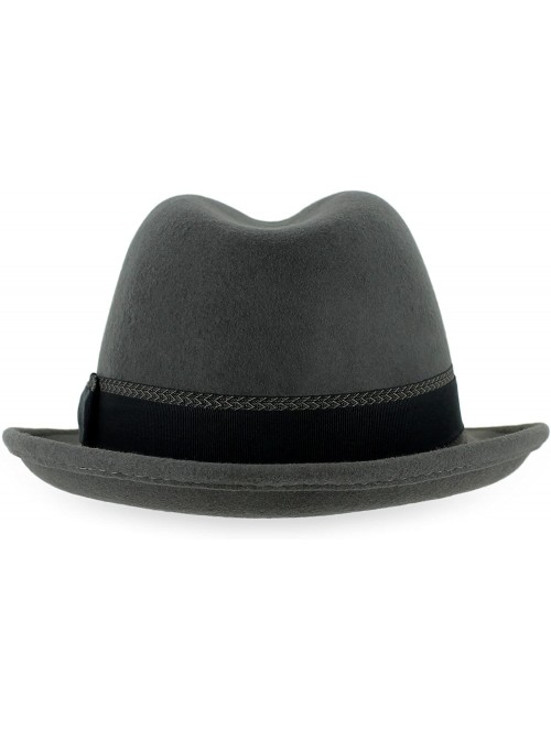 Fedoras Belfry Striped Trilby Men Women Crushable Wool Felt Fedora Hat - Grey - C71808ZEDDY $31.82