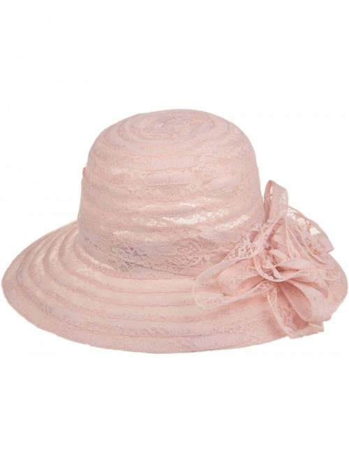 Sun Hats Summer Lace Beach Sun Hat Kentucky Derby Church Dress Bucket Hat - Pink - CW1850IQ2M4 $20.39