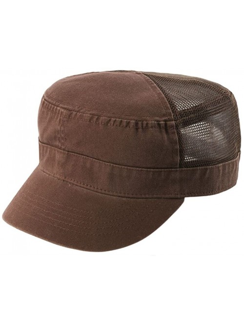 Baseball Caps Enzyme Washed Twill Army Cap w/MESH Back - Brown - CR110JY97AR $15.49