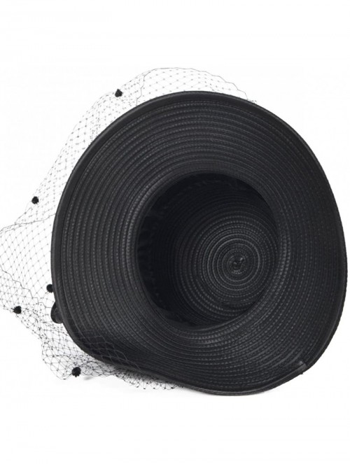 Sun Hats Women's Dressy Church Baptism Wedding Derby Hat - Mesh-black - CR18C3IQ5KL $38.87