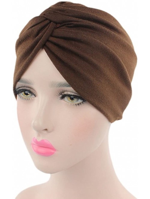 Skullies & Beanies Chemo Sleep Turban Headwear Scarf Beanie Cap Hat for Cancer Patient Hair Loss - Brown - CS187U2L9NG $15.46