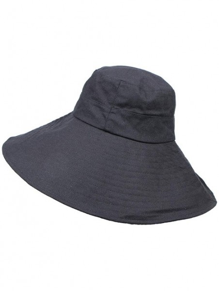 Sun Hats Unisex Cotton Fold Up Foldable - Black - CJ18TIGTN05 $22.46