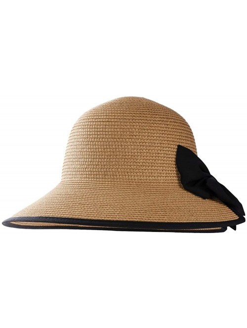 Sun Hats Summer Straw Beach Sun Visor Ponytail Hats for Women Foldable Floppy - Straw-nk-khiki - CS18R3449UW $18.28