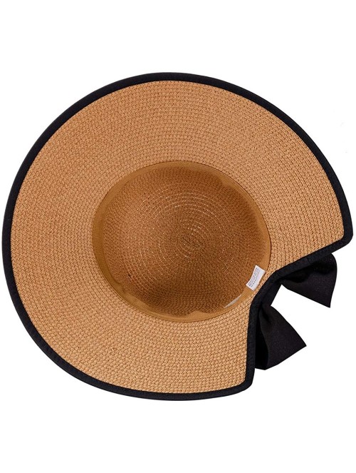 Sun Hats Summer Straw Beach Sun Visor Ponytail Hats for Women Foldable Floppy - Straw-nk-khiki - CS18R3449UW $18.28