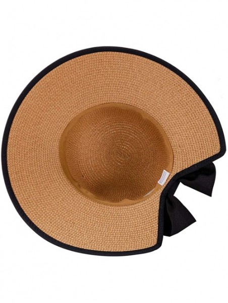 Sun Hats Summer Straw Beach Sun Visor Ponytail Hats for Women Foldable Floppy - Straw-nk-khiki - CS18R3449UW $18.28