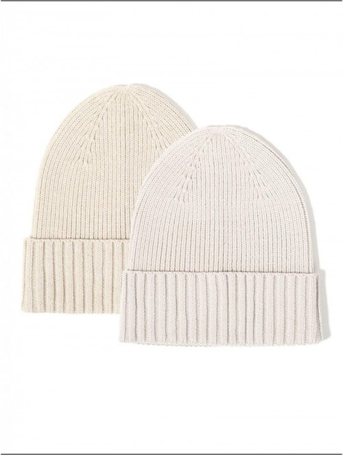 Skullies & Beanies Men Women Beanie Warm Winter Soft Cuff Slouchy Knit Hat 2 Pack - Light Grey and Khaki - CX194R55REA $10.54