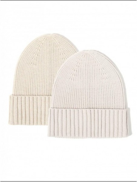 Skullies & Beanies Men Women Beanie Warm Winter Soft Cuff Slouchy Knit Hat 2 Pack - Light Grey and Khaki - CX194R55REA $10.54