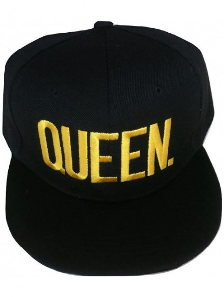 Baseball Caps King or Queen Royalty 3D Embroidered Adjustable Snapback Baseball Hat Cap - Queen- Gold Text - CP189C5DID6 $16.21