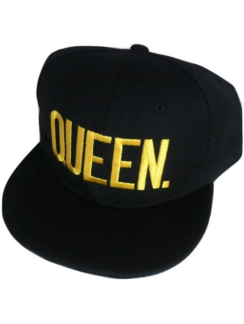 Baseball Caps King or Queen Royalty 3D Embroidered Adjustable Snapback Baseball Hat Cap - Queen- Gold Text - CP189C5DID6 $16.21