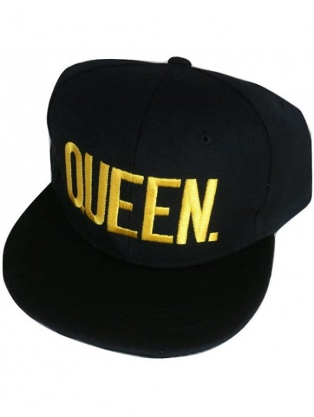 Baseball Caps King or Queen Royalty 3D Embroidered Adjustable Snapback Baseball Hat Cap - Queen- Gold Text - CP189C5DID6 $16.21