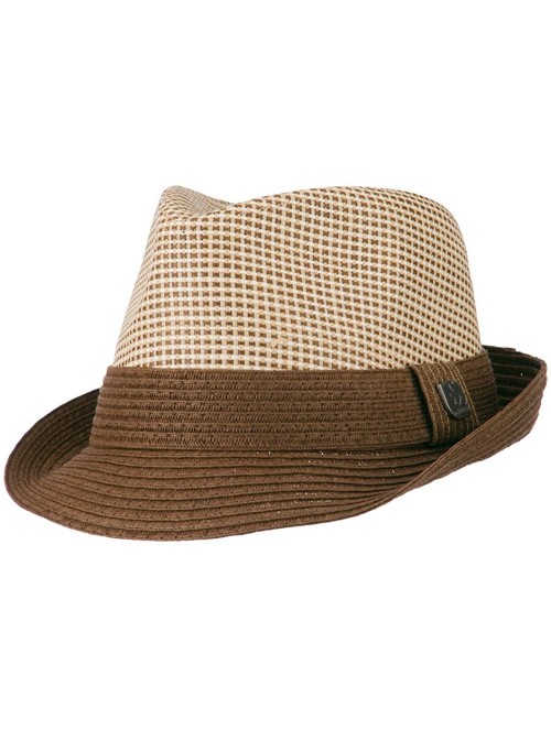 Fedoras Pleated Straw Band Fedora - Brown - C511KYP4JDH $23.08