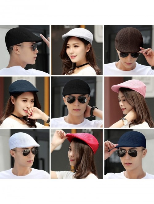 Newsboy Caps Men's Women's Breathable Mesh Solid Color Berets Newsboy Hat - Grey - C118EQ3W5Y7 $19.90