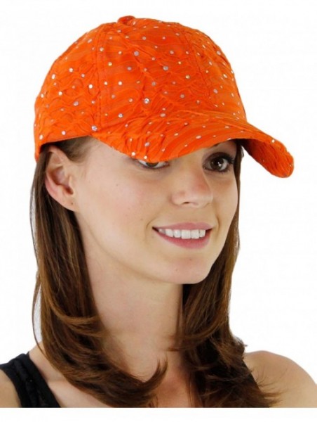 Baseball Caps Glitzy Game Sequin Trim Baseball Cap - Orange - CY11U4DEET3 $13.01