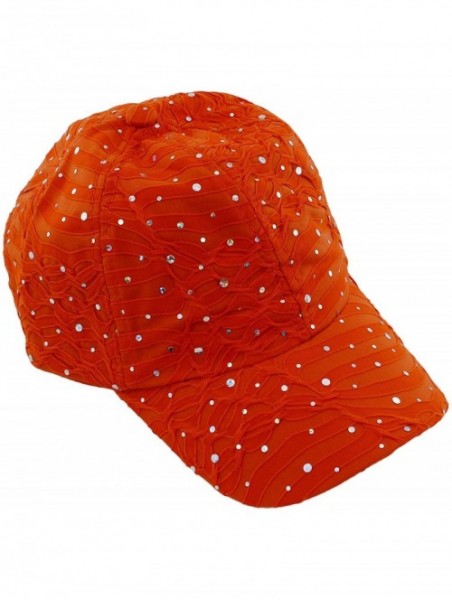 Baseball Caps Glitzy Game Sequin Trim Baseball Cap - Orange - CY11U4DEET3 $13.01