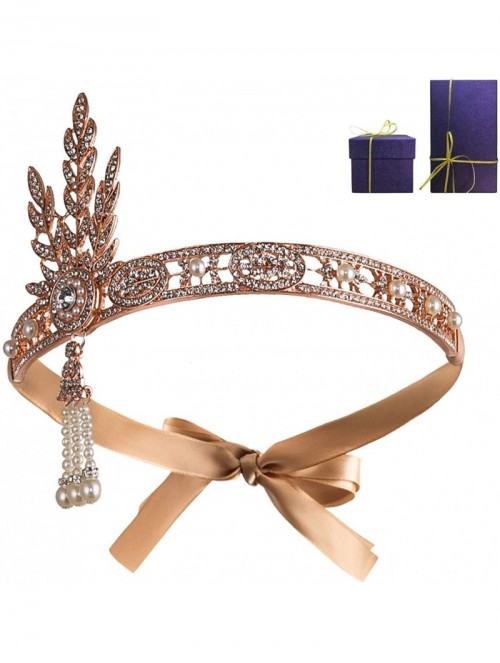 Headbands Flapper Headband Bling Rhinestone Pearl Wedding Headpiece 1920s Gatsby Themes Party Accessoires - CE18ED7273L $18.39