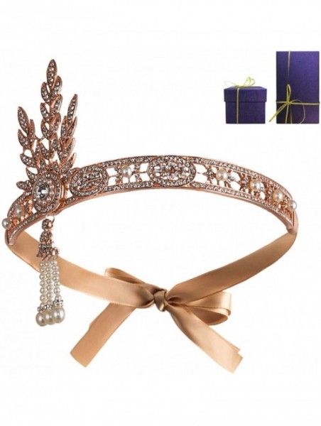 Headbands Flapper Headband Bling Rhinestone Pearl Wedding Headpiece 1920s Gatsby Themes Party Accessoires - CE18ED7273L $18.39