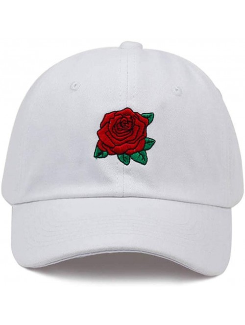 Baseball Caps Rose Embroidered Baseball Cap Adjustable Daddy Cap Men and Women Fashion Hip Hop Outdoor Sports Sun Hat - White...