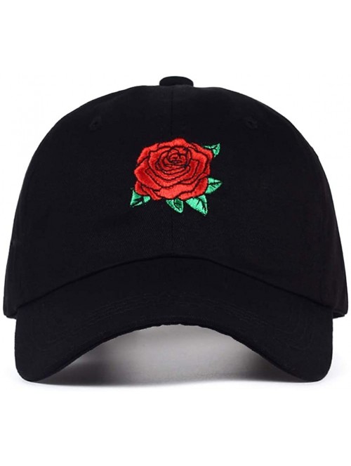 Baseball Caps Rose Embroidered Baseball Cap Adjustable Daddy Cap Men and Women Fashion Hip Hop Outdoor Sports Sun Hat - White...