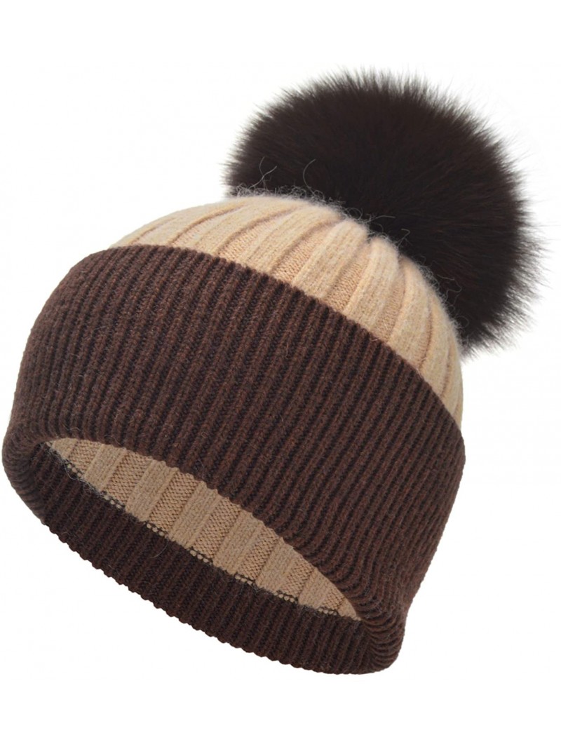 Skullies & Beanies Cashmere Beanie Winter Cuffed Stocking - Brown Camel Mix - C318AIUG8ZT $28.64