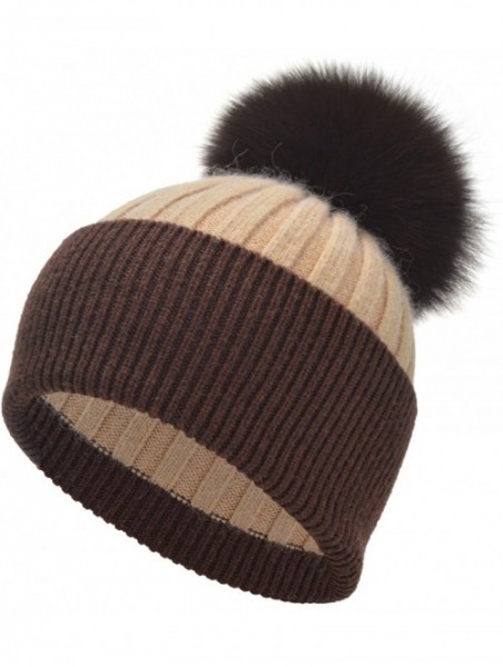 Skullies & Beanies Cashmere Beanie Winter Cuffed Stocking - Brown Camel Mix - C318AIUG8ZT $28.64