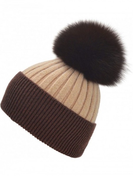 Skullies & Beanies Cashmere Beanie Winter Cuffed Stocking - Brown Camel Mix - C318AIUG8ZT $28.64