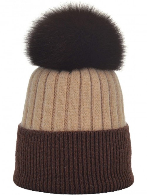 Skullies & Beanies Cashmere Beanie Winter Cuffed Stocking - Brown Camel Mix - C318AIUG8ZT $28.64